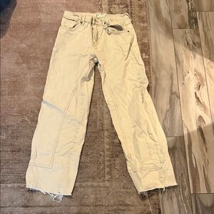Free People ivory barrel jeans